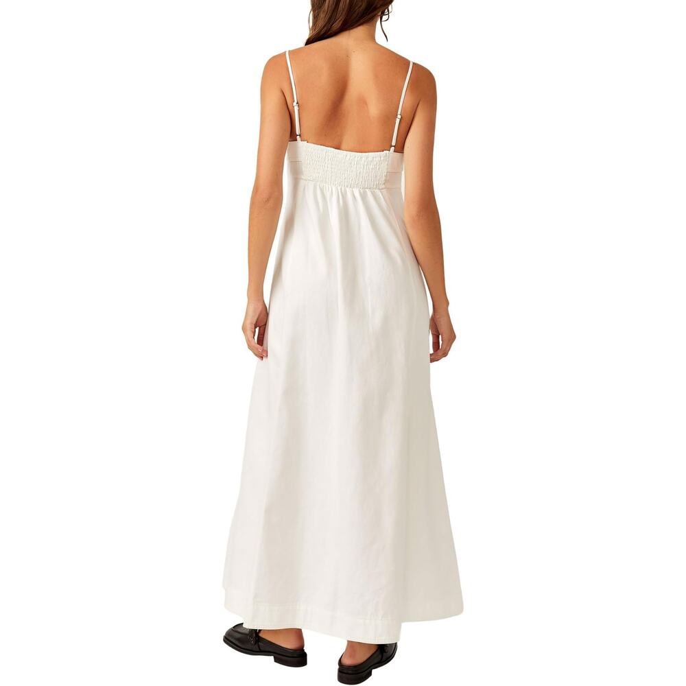 Free People Just Jill Sleeveless Button Front Maxi Dress White Womens Size Large - Picture 2 of 10